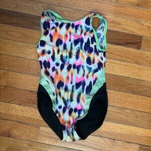 Colorful Leopard Print Kids One Piece Swimsuit